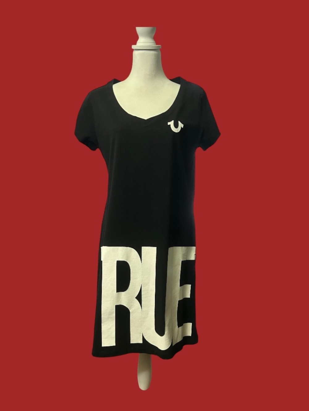 True Religion Convertible T-Shirt Dress/Top, navy and white